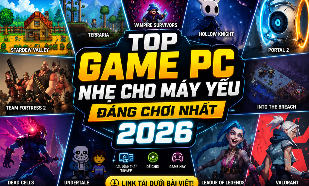 Top game PC nhẹ cho máy yếu đáng chơi nhất 2026
